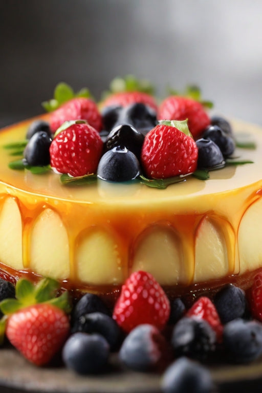 Flan - French Crème Caramel (Strawberry & Blueberry)-1 Serving