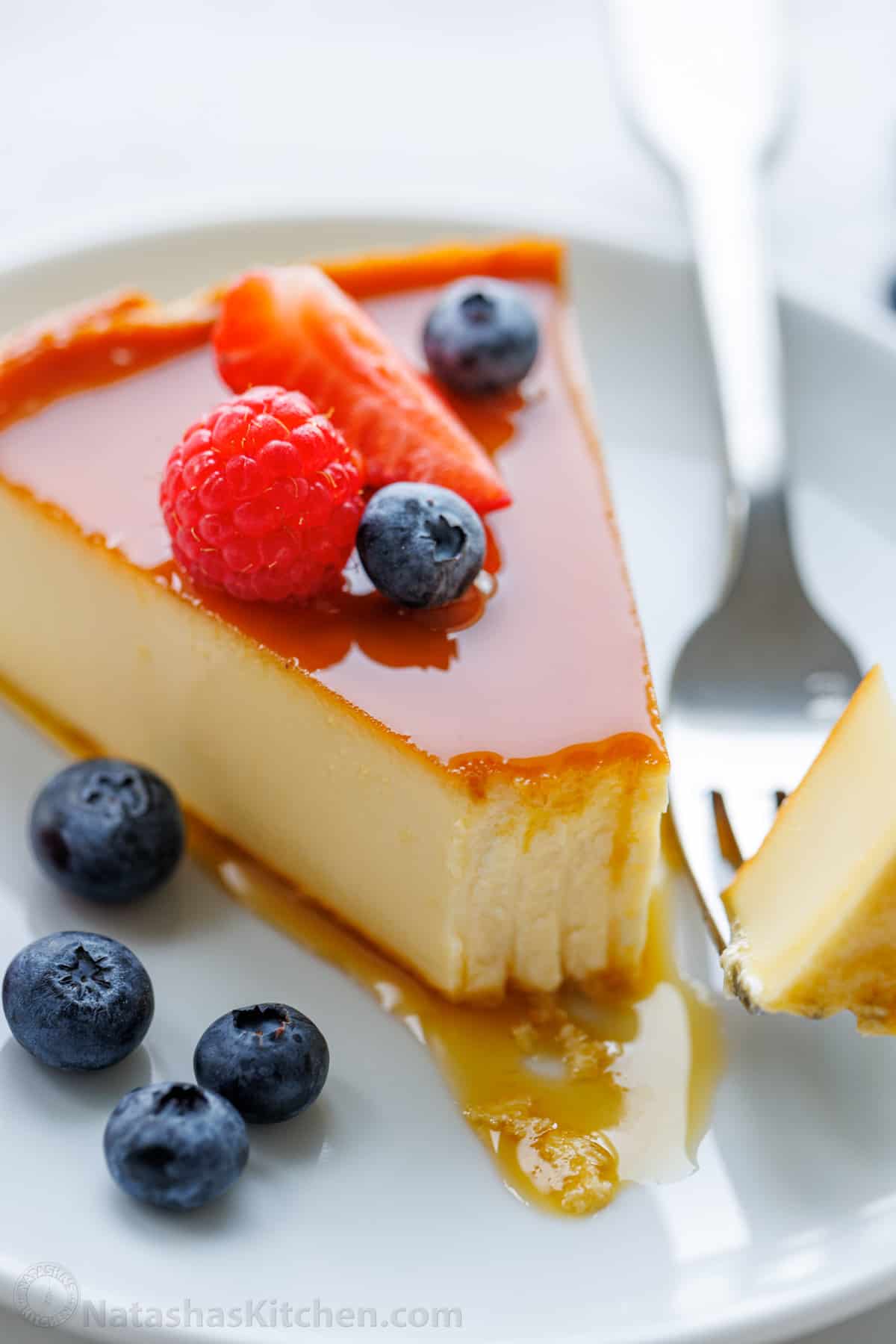 Flan - French Crème Caramel (Raspberry & Blueberry)-1 Serving
