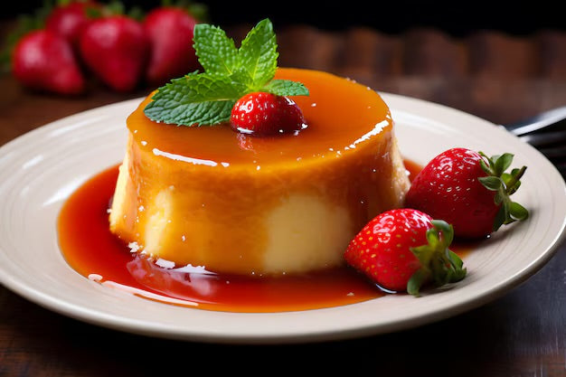 Flan - French Crème Caramel (Strawberry)-1 Serving