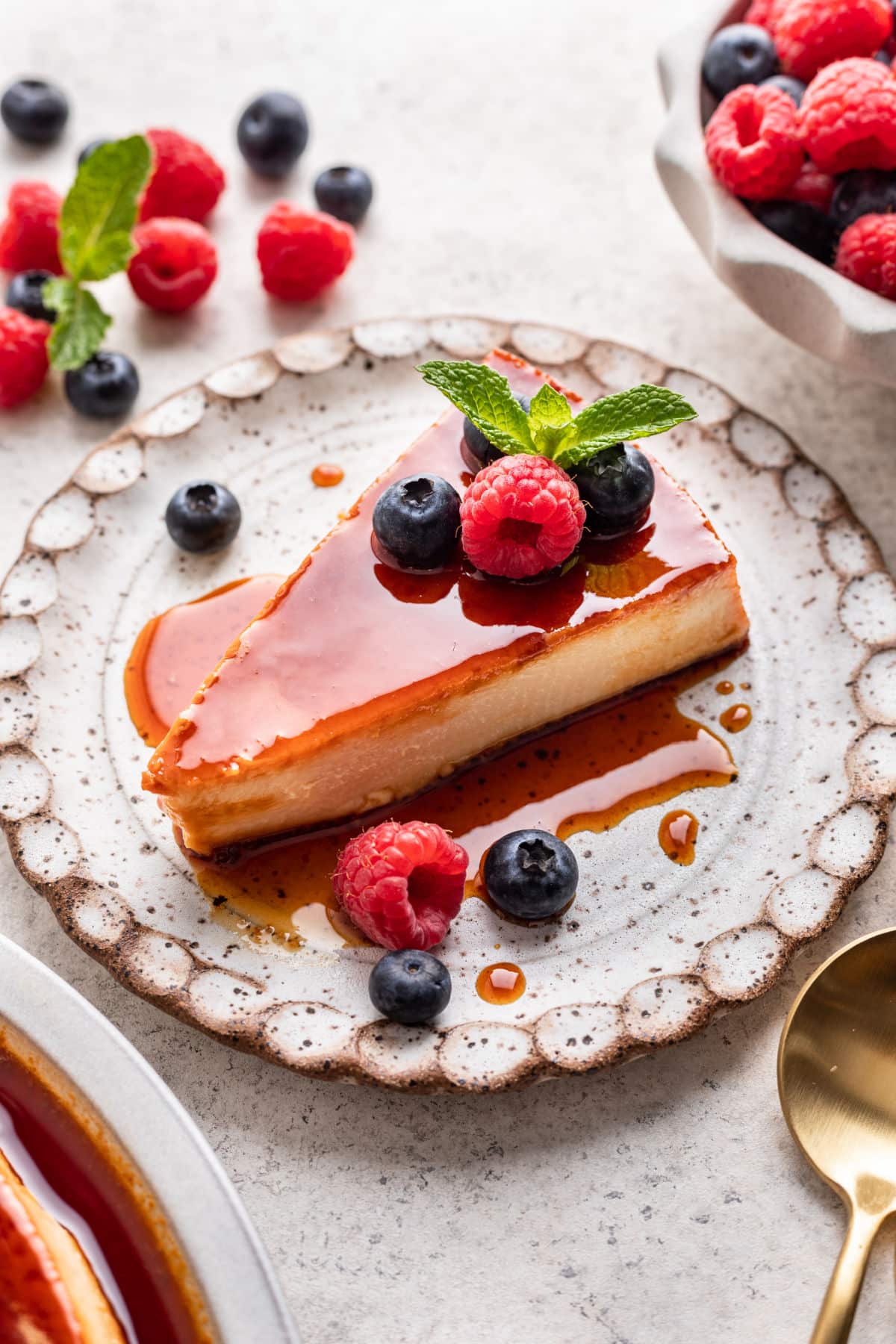 Flan - French Crème Caramel (Raspberry & Blueberry)-1 Serving