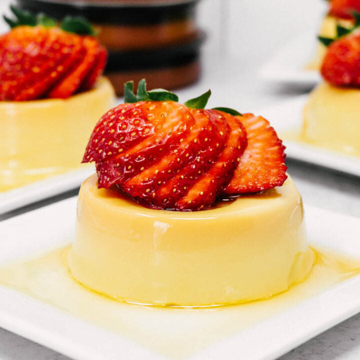 Flan - French Crème Caramel (Strawberry)-1 Serving