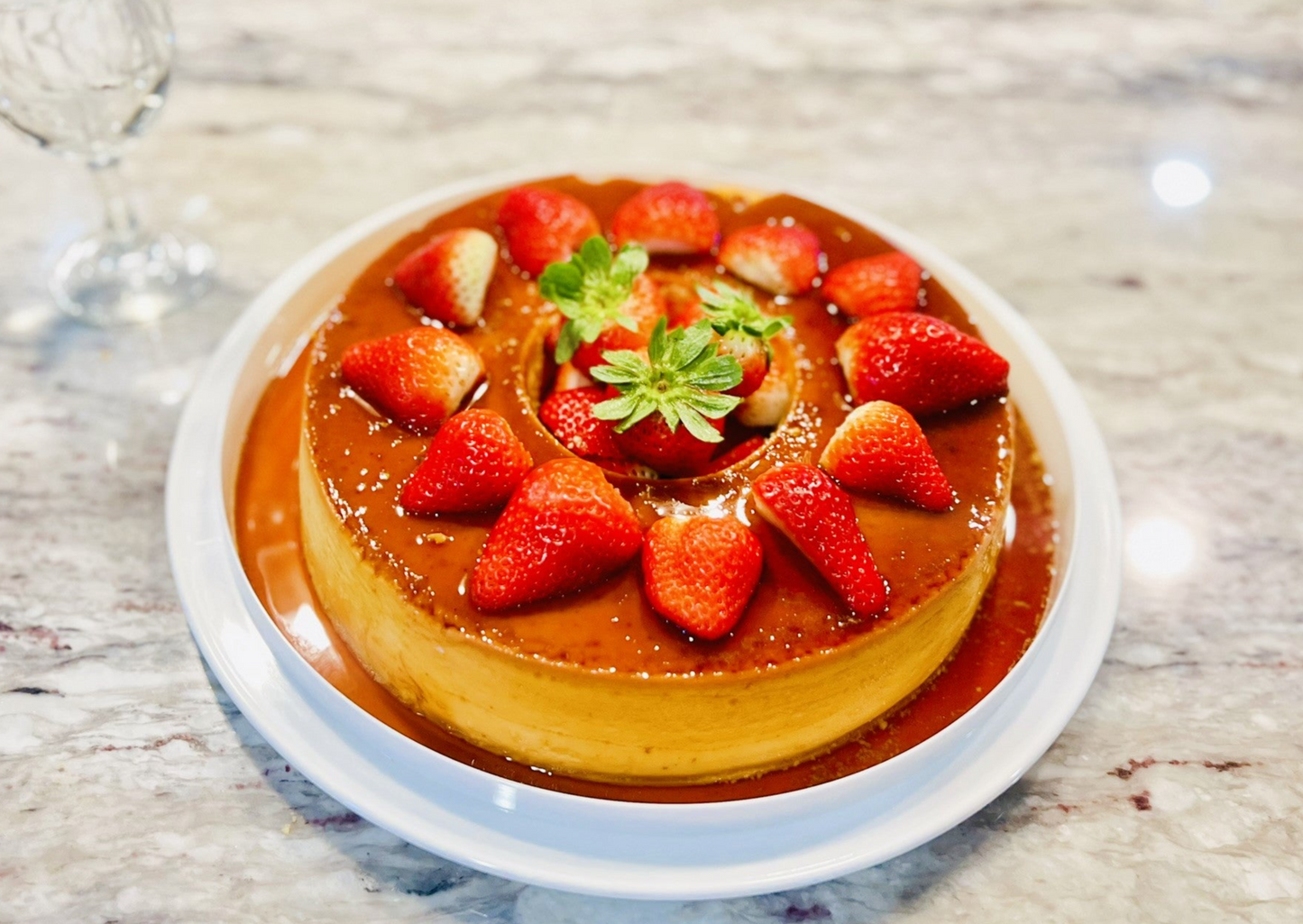 Flan - French Crème Caramel (Strawberry)