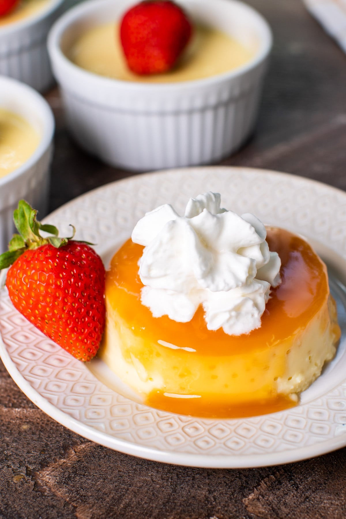 Flan - French Crème Caramel (Strawberry)-1 Serving