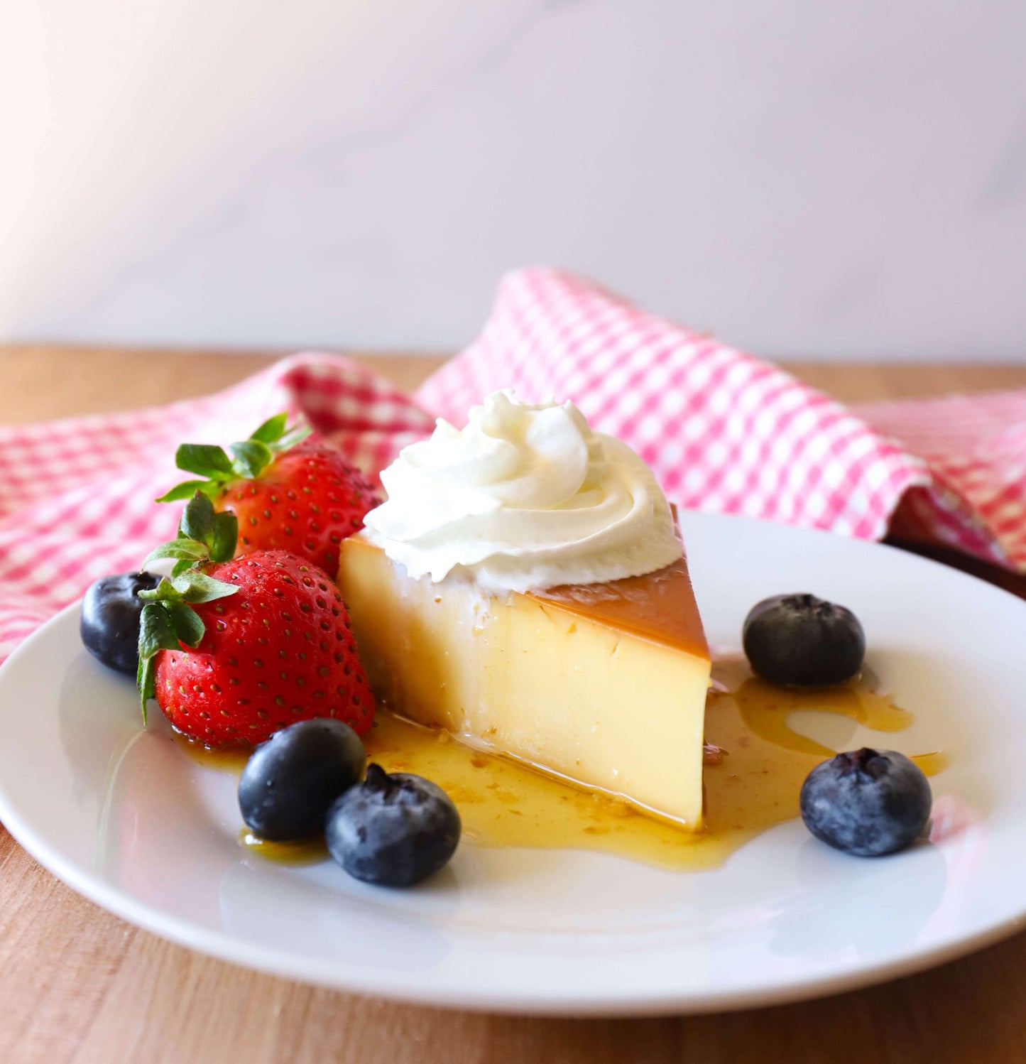 Flan - French Crème Caramel (Strawberry & Blueberry)-1 Serving