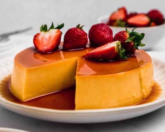 Flan - French Crème Caramel (Strawberry)