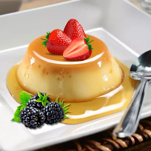 Flan - French Crème Caramel (Strawberry & Blackberry)-1 Serving