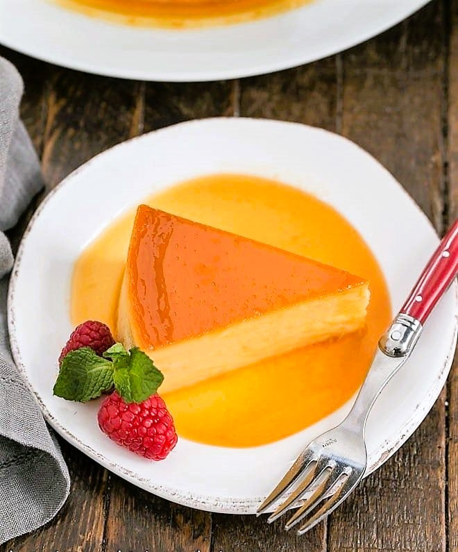 Flan - French Crème Caramel (Raspberry)-1 Serving