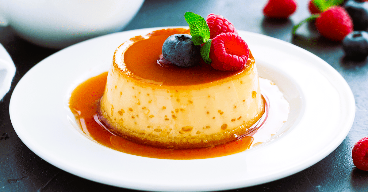 Flan - French Crème Caramel (Raspberry & Blueberry)-1 Serving