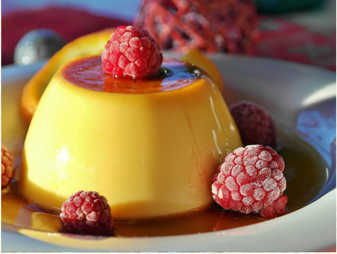 Flan - French Crème Caramel (Raspberry)-1 Serving