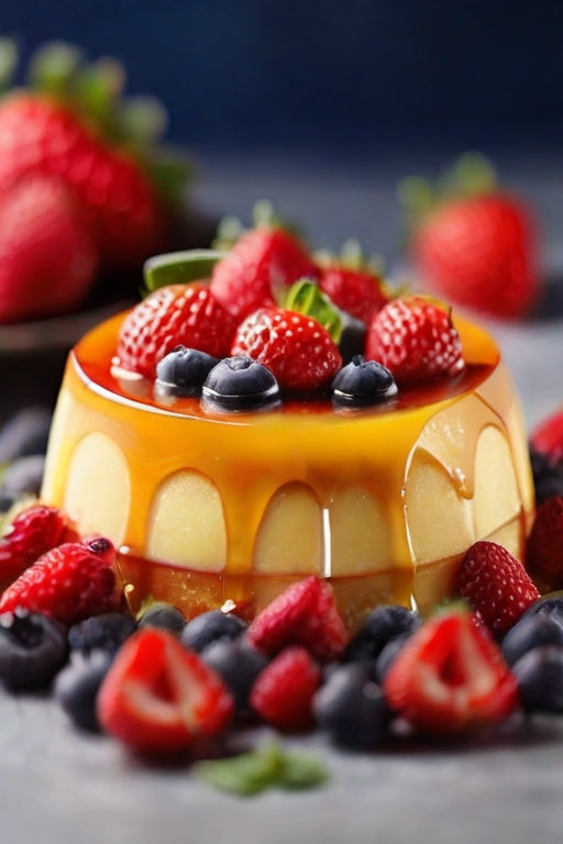 Flan - French Crème Caramel (Strawberry & Blueberry)-1 Serving