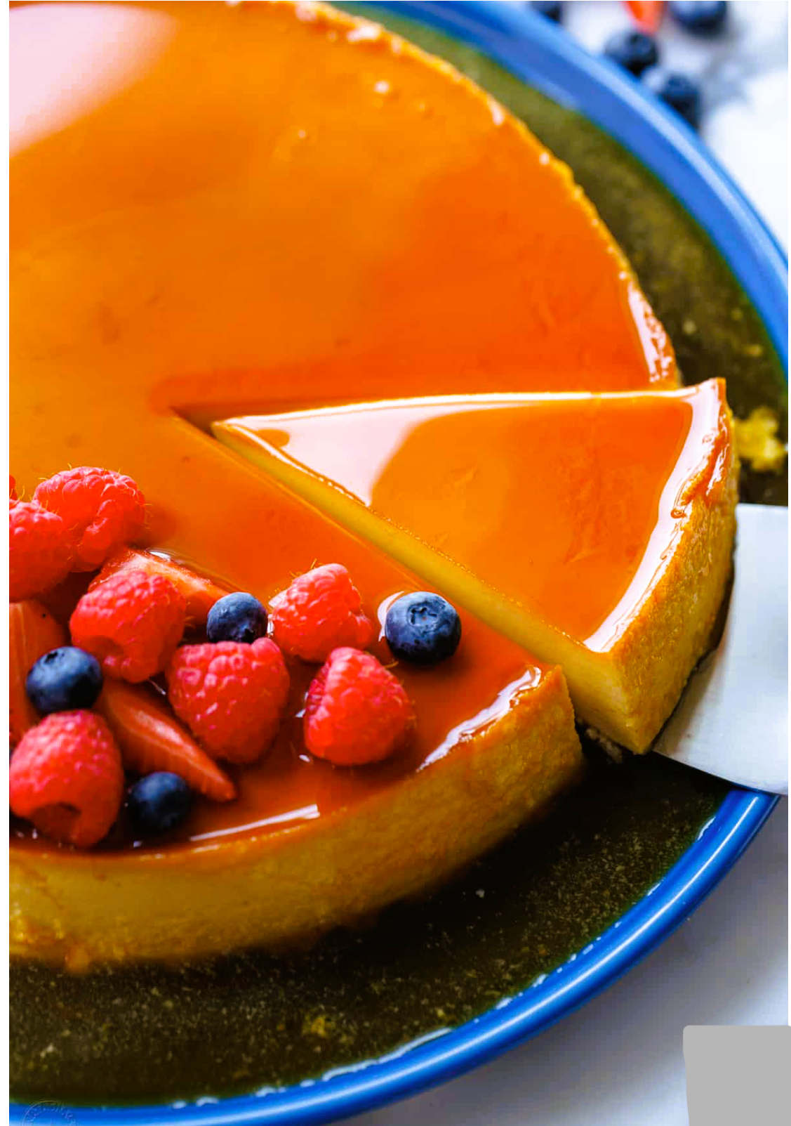 Flan - French Crème Caramel (Raspberry & Blueberry)