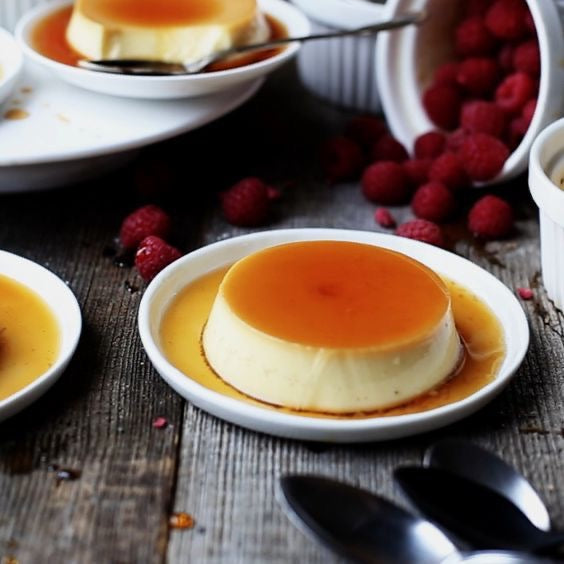 Flan - French Crème Caramel (Raspberry)-1 Serving