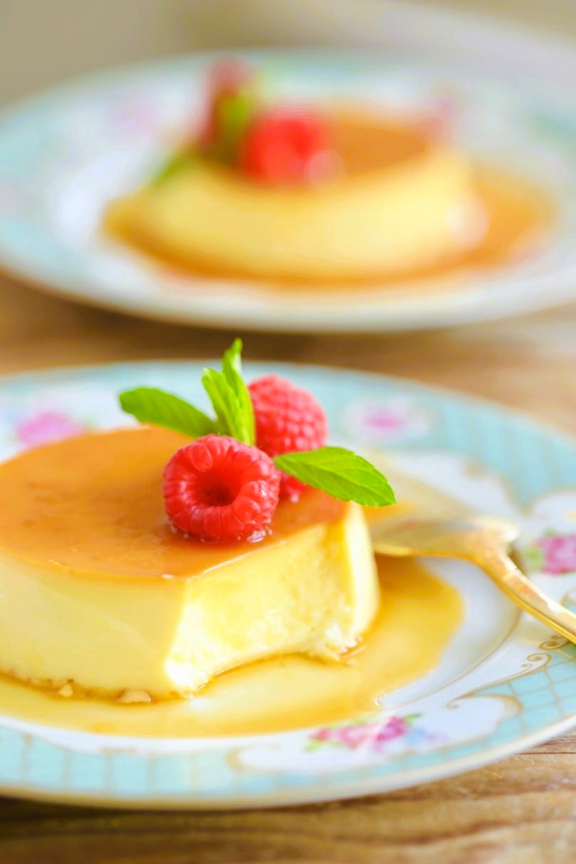 Flan - French Crème Caramel (Raspberry)-1 Serving